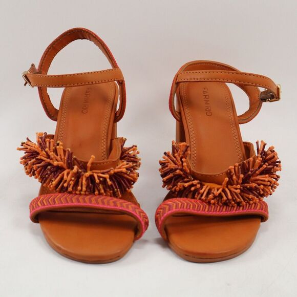 🔥NEW FARM RIO Brown Beaded Heel Sandals 7US/38EU MSRP$185 SHIPS TODAY🔥 - Picture 3 of 11